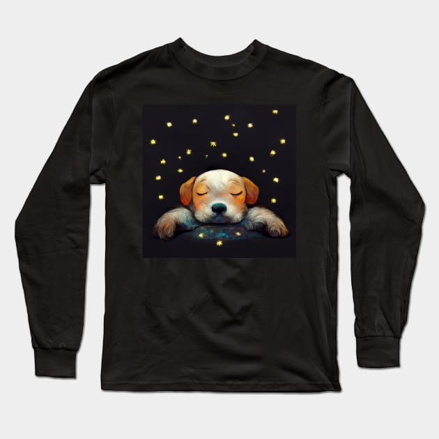 Sleeping Puppy Long Sleeve T-Shirt by Kazaiart